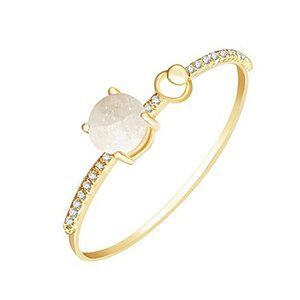 V3 Jewelry Goldtone Cuff Bangle Bracelet White Opal and White Cubic Zirconia